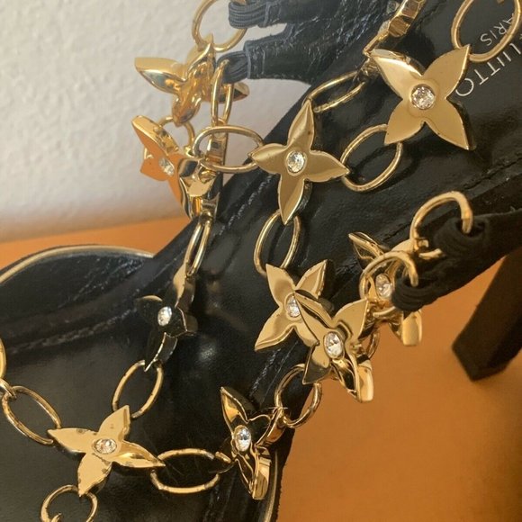 AUTHENTIC LOUIS VUITTON STARDUST LEATHER SANDALS - Picture 7 of 10